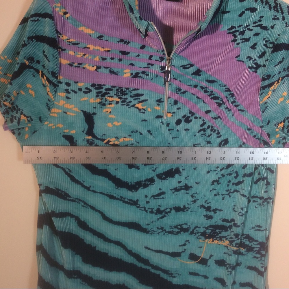Jamie Sadock Blue Teal Purple Textured Quarter Zip Golf Polo Shirt Pullover Top - Picture 2 of 5